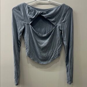 lululemon athletica Baby Blue Open Back Ribbed Cropped Long Sleeve Top